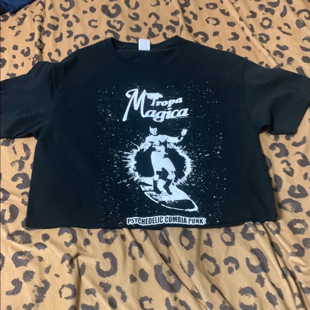 Black Graphic Crop Top